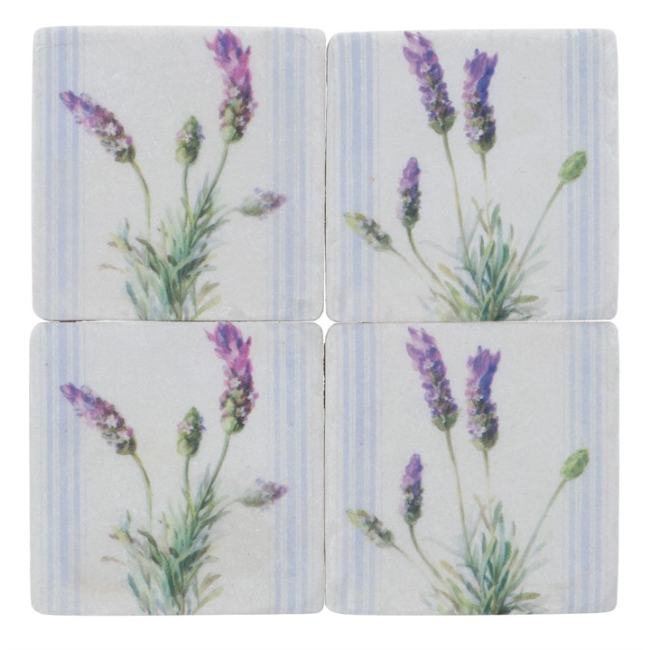 gisela graham Set of 4 Resin Coasters - Lavender Stripe
