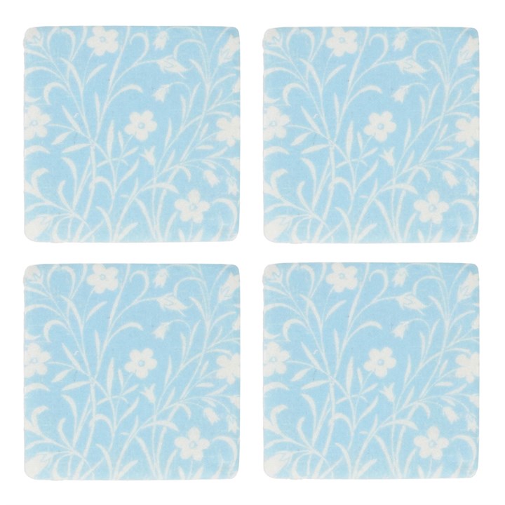 gisela graham Set of 4 Resin Coasters - Pale Blue Floral