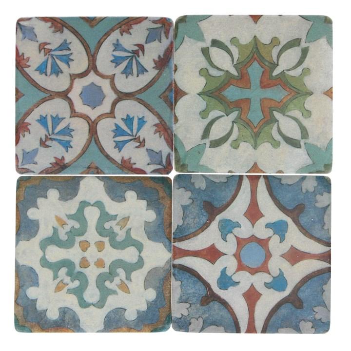 gisela graham Set of 4 Resin Coasters - Period Mosaic Design