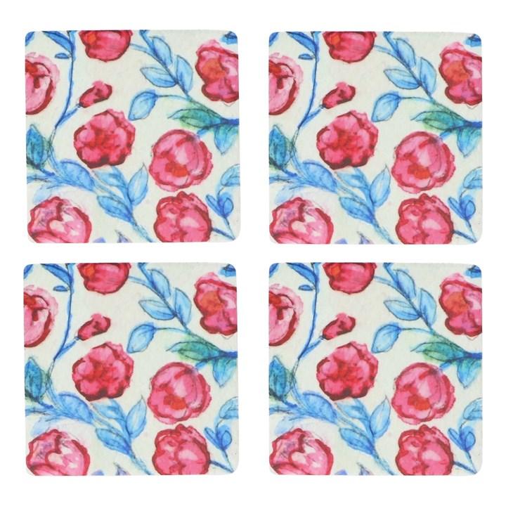 gisela graham Set of 4 Resin Coasters - Pink Ball Peonies
