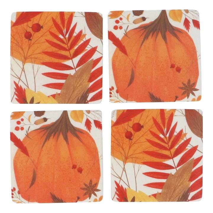 gisela graham Set of 4 Resin Coasters - Rustic Pumpkin Leaves