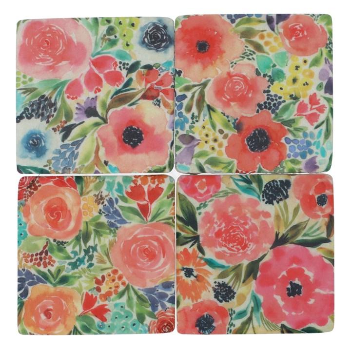 gisela graham Set of 4 Resin Coasters - Summer Blooms