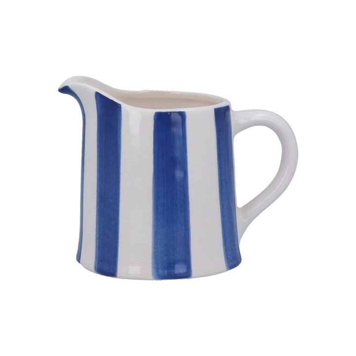 gisela graham Stoneware Creamer Jug - Dark Blue Stripe