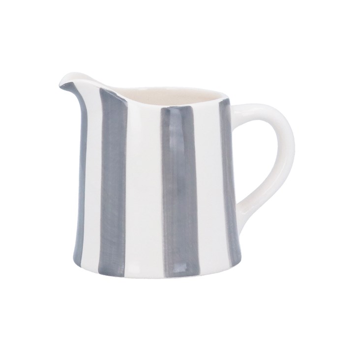 gisela graham Stoneware Creamer Jug - Dark Grey Stripe