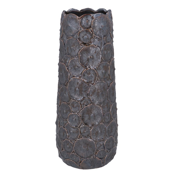 gisela graham Stoneware Decorative Vase - Brown Metallic Mushroom Large
