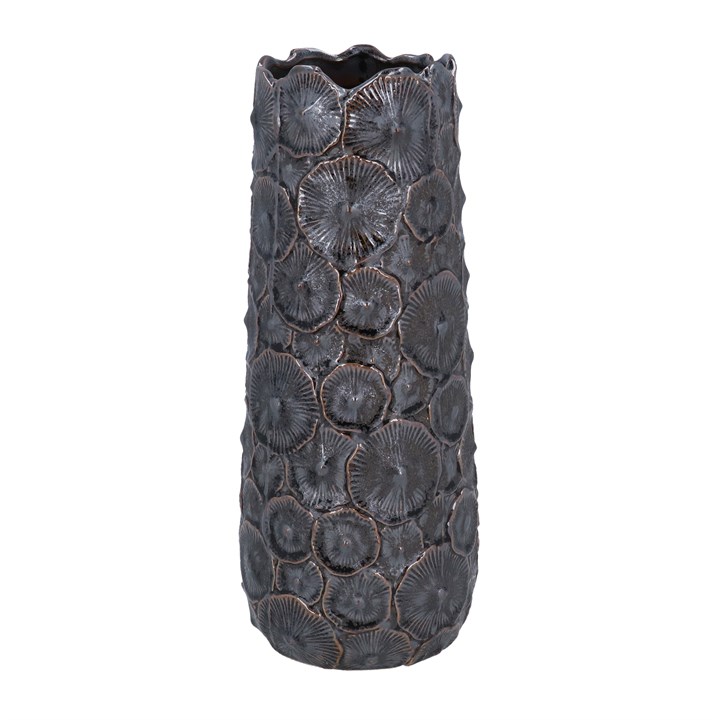 gisela graham Stoneware Decorative Vase - Brown Metallic Mushroom Small