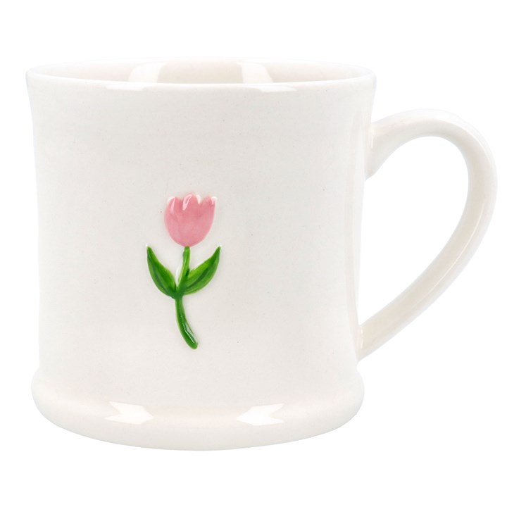 gisela graham Stoneware Mini Mug - Embossed Pink Tulip