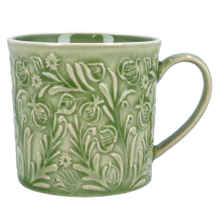 gisela graham Stoneware Mini Mug - Green Country Flowers