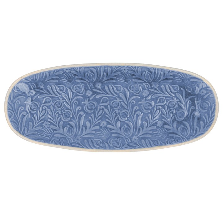 gisela graham Stoneware Oval Plate - Blue Country Flowers