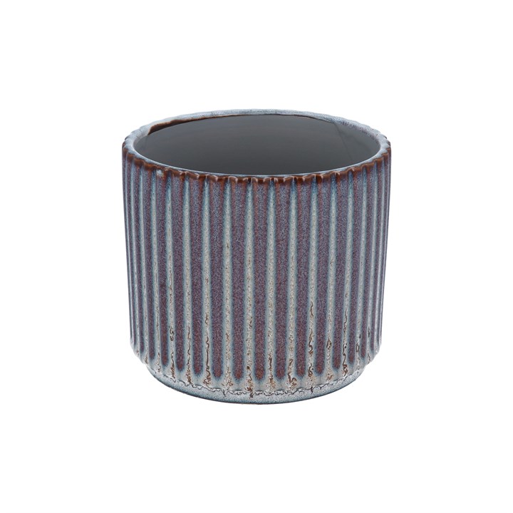 gisela graham Stoneware Pot Cover 12cm - Reactive Glazed Ribbed