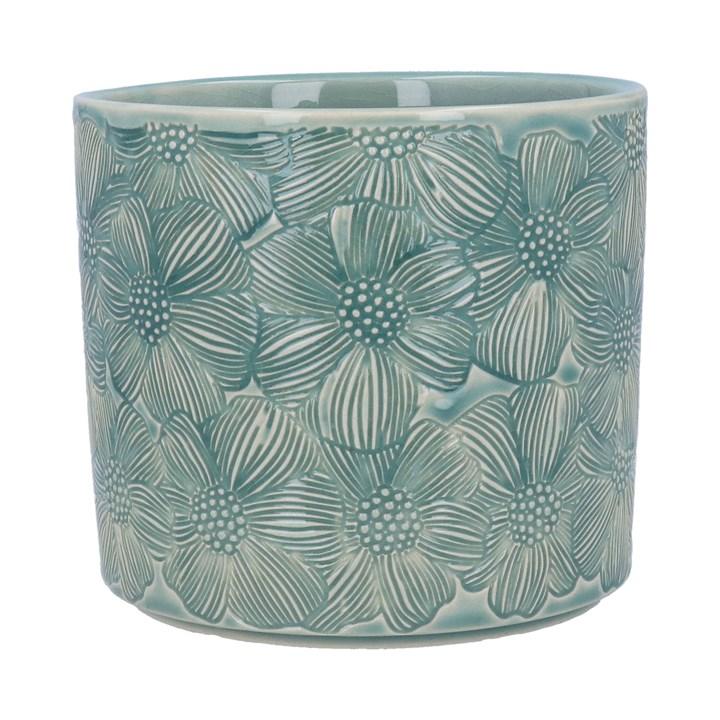 gisela graham Stoneware Pot Cover - Blue Cosmos Large