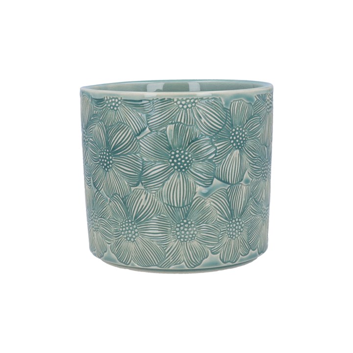 gisela graham Stoneware Pot Cover - Blue Cosmos Small