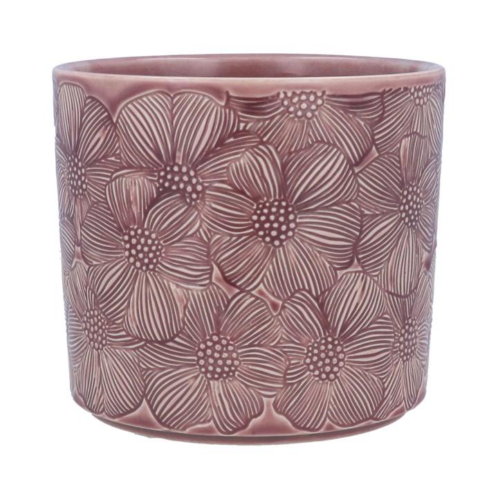 gisela graham Stoneware Pot Cover - Dusky Pink Cosmos Large