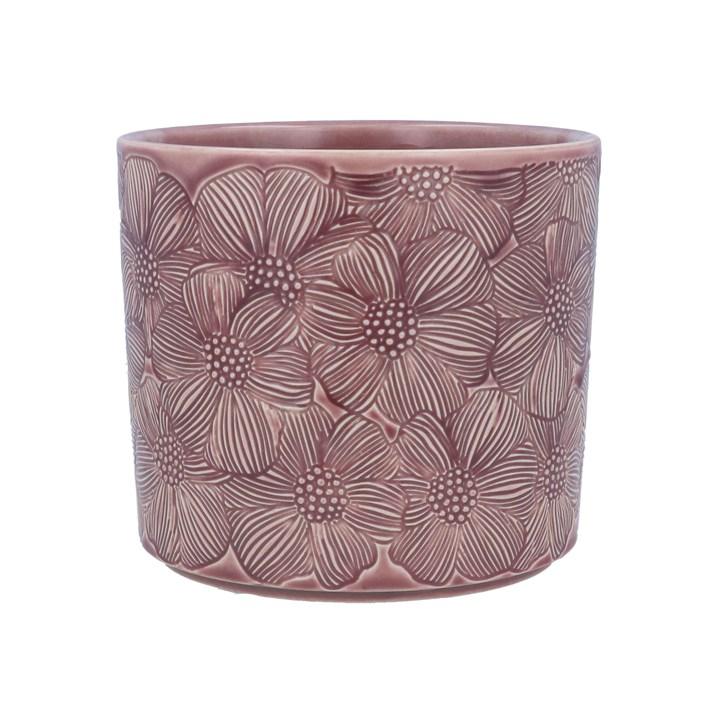 gisela graham Stoneware Pot Cover - Dusky Pink Cosmos Medium
