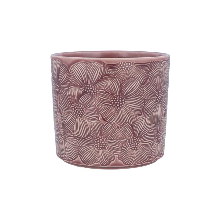 gisela graham Stoneware Pot Cover - Dusky Pink Cosmos Small