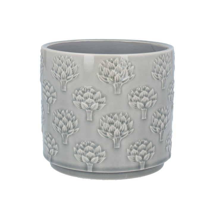 gisela graham Stoneware Pot Cover - Grey Artichoke Large