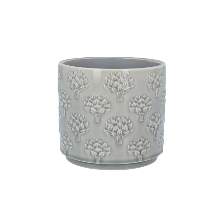 gisela graham Stoneware Pot Cover - Grey Artichoke Medium
