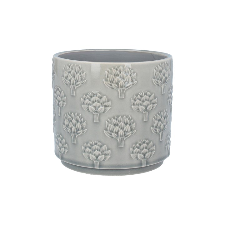 gisela graham Stoneware Pot Cover - Grey Artichoke Small