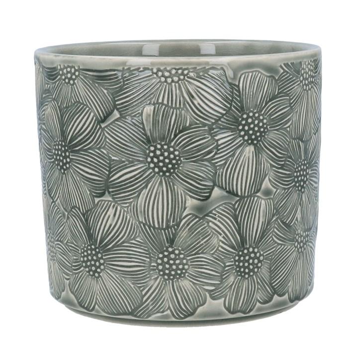 gisela graham Stoneware Pot Cover - Grey Cosmos Large