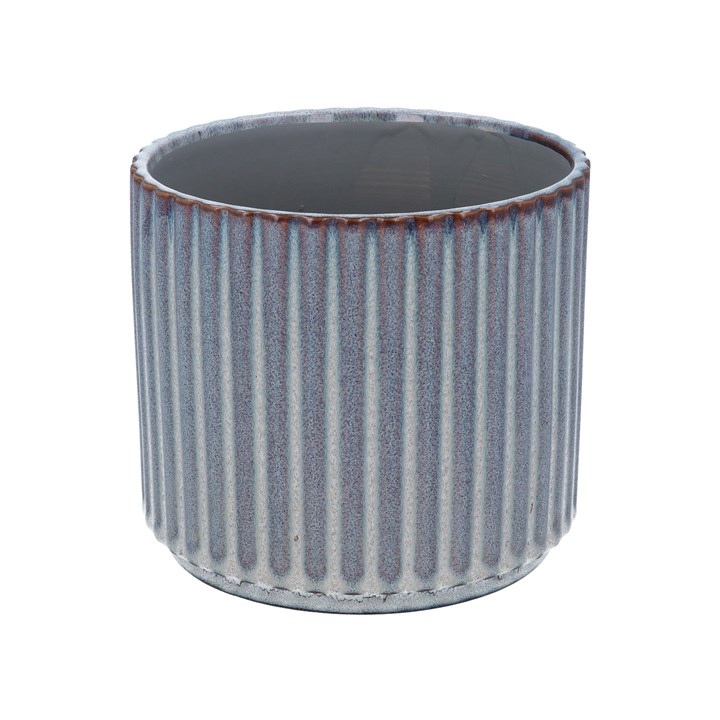 gisela graham Stoneware Pot Cover - Reactive Glazed Ribbed