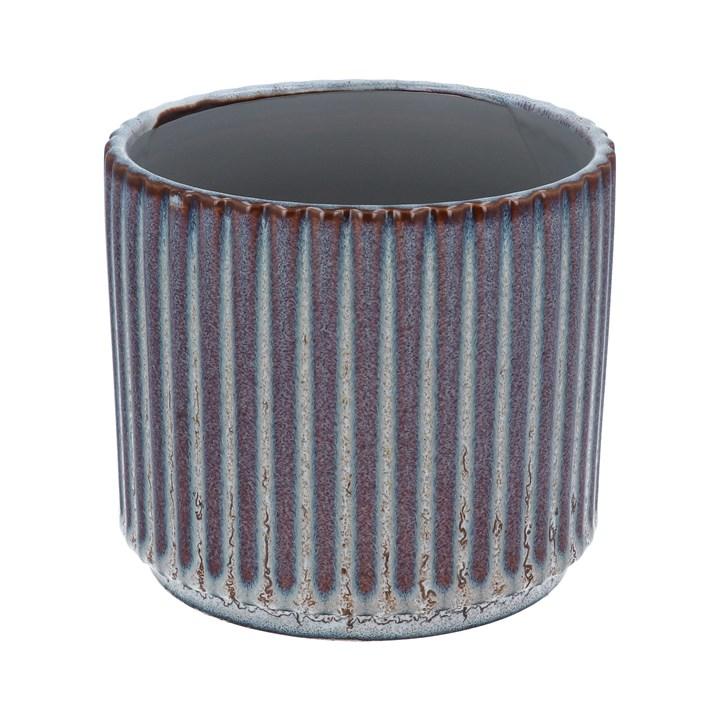 gisela graham Stoneware Pot Cover - Reactive Glazed Ribbed