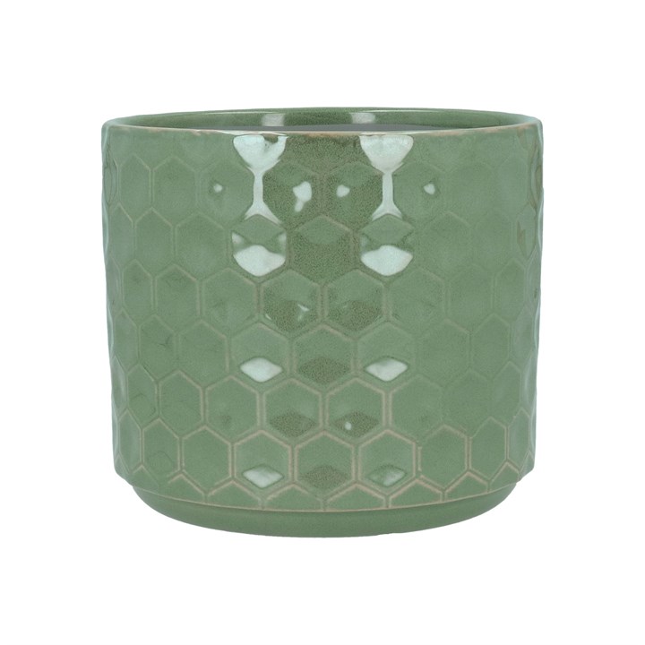 gisela graham Stoneware Pot Cover - Seafoam Honeycomb Medium