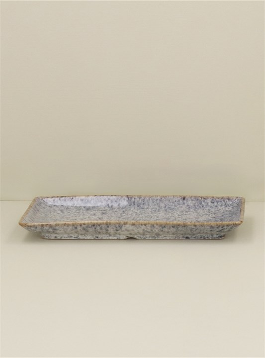 Gisela Graham Stoneware Rectangle Plate - Blue Speckled