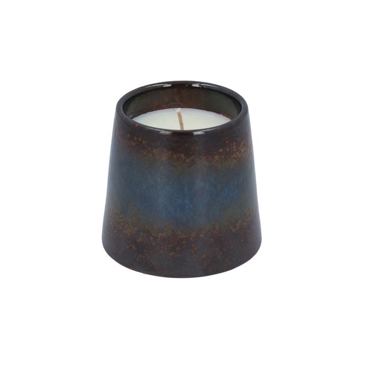 gisela graham Stoneware Scented Candle Pot - Brown & Blue Reactive Glaze