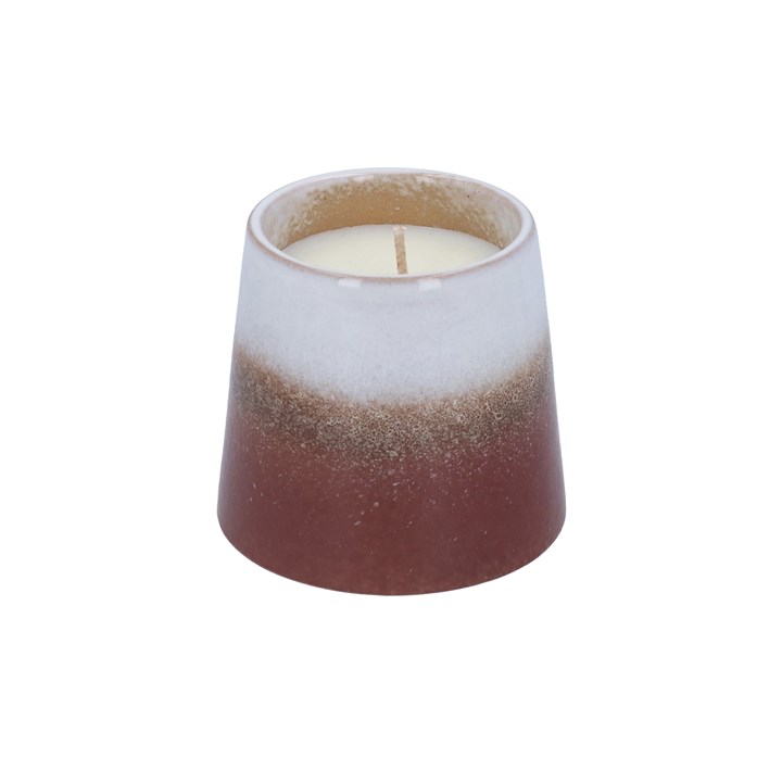 gisela graham Stoneware Scented Candle Pot - Red & White Reactive Glaze