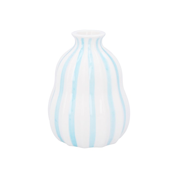 gisela graham Stoneware Vase - Decorative Blue Stripe Balloon