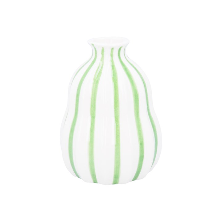 gisela graham Stoneware Vase - Decorative Green Stripe Balloon