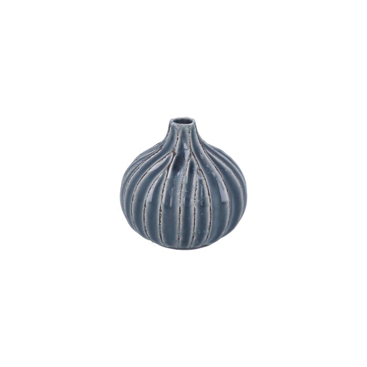 gisela graham Stoneware Vase - Decorative Petrol Blue Onion