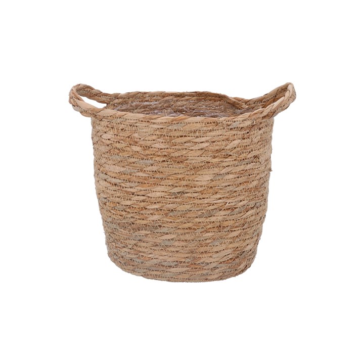 gisela graham Straw Basket - Medium Woven Natural with Handles