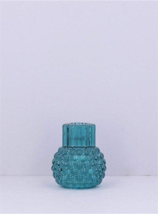Gisela Graham Teal Glass Bobble Crown/T-lite Holder