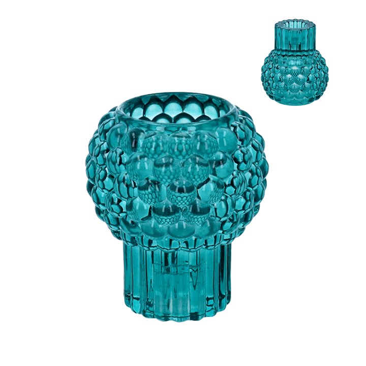 gisela graham Teal Glass Bobble Crown/T-lite Holder