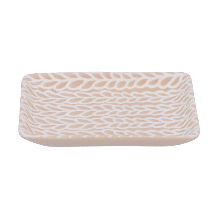 gisela graham Trinket Dish - Small Beige & White Porcelain Leaves