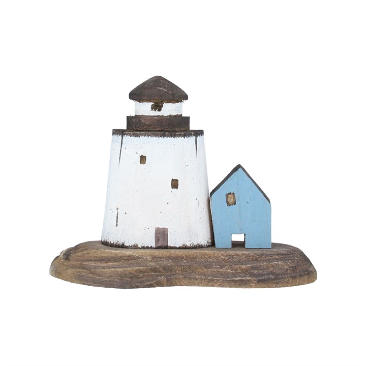 gisela graham Wood Ornament - Rustic Lighthouse & Cottage