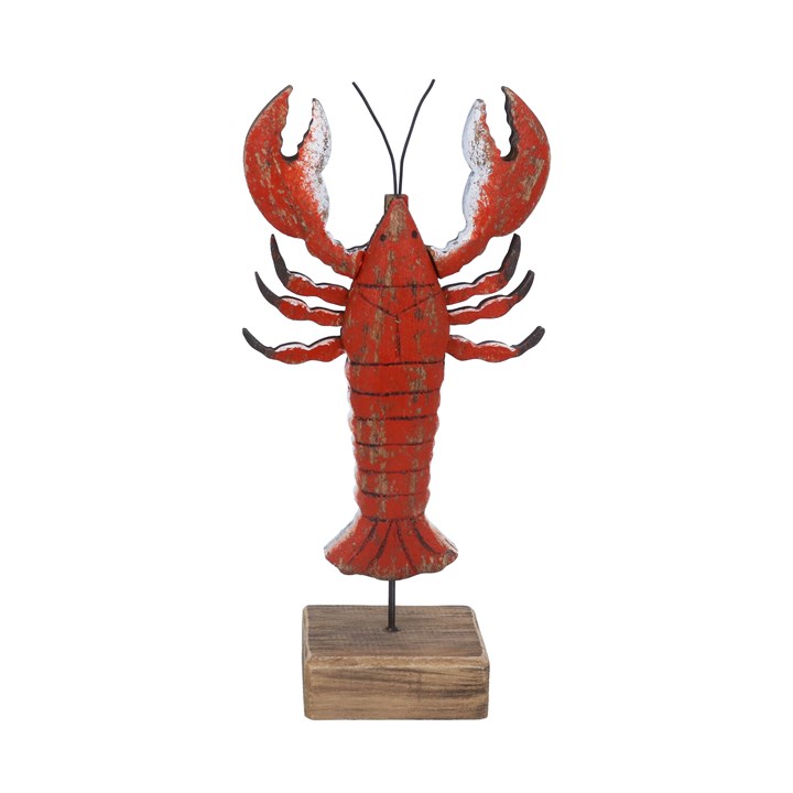 gisela graham Wood Ornament - Rustic Lobster on Plinth