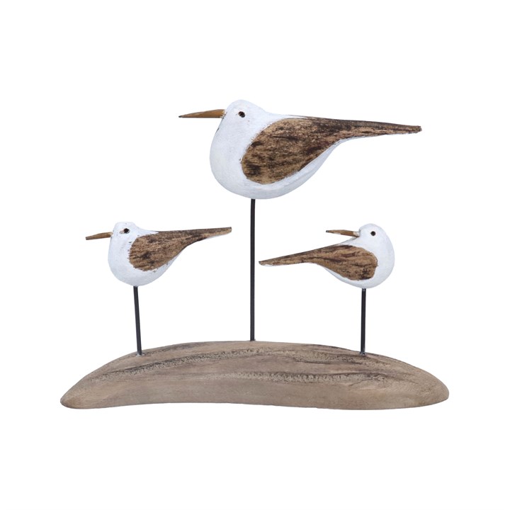 gisela graham Wood Ornament - Rustic Seagulls on Plinth
