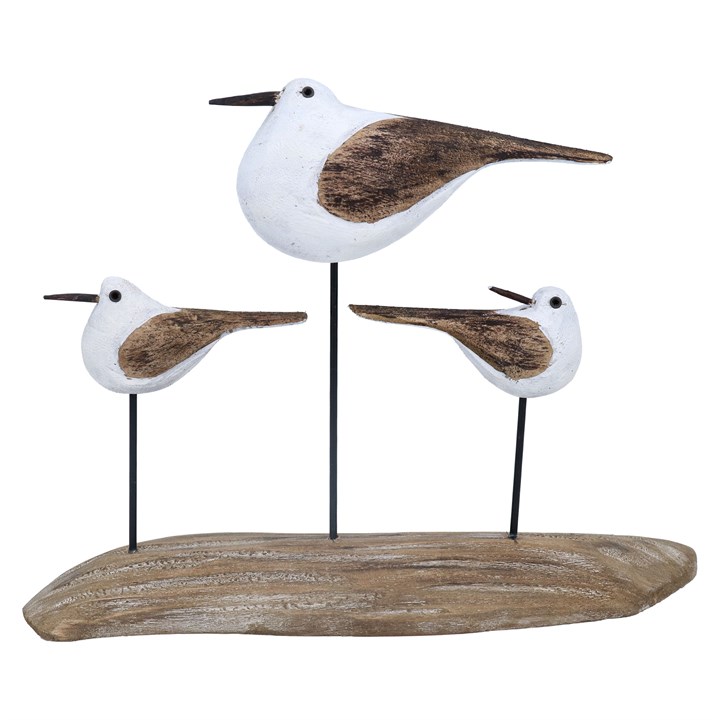 gisela graham Wood Ornament - Rustic Seagulls on Plinth