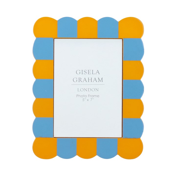 gisela graham Wooden Picture Frame - Blue & Yellow Stripe 5x7