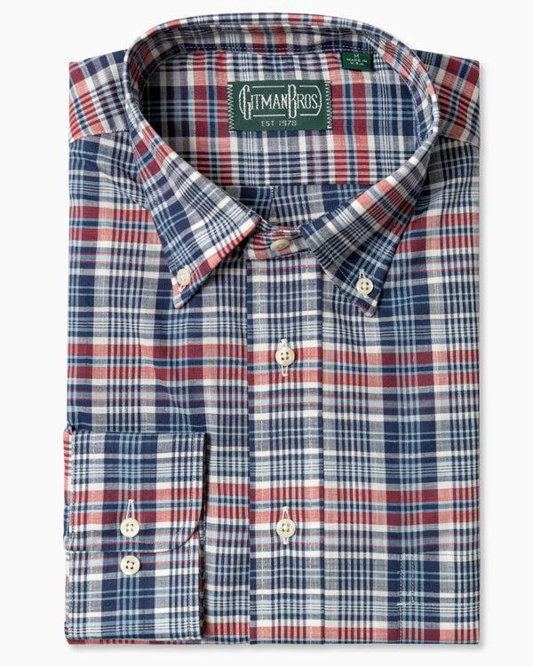 gitman bros Blue Madras Linen