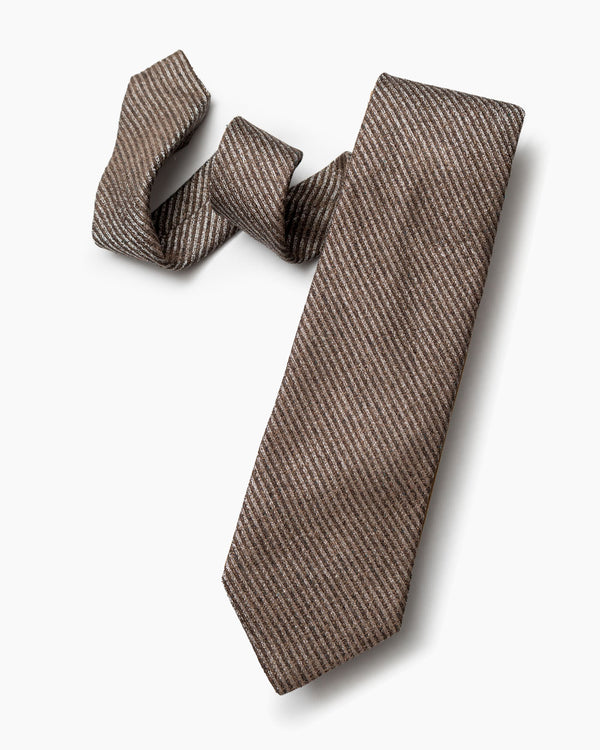 gitman bros Brown Bouclé Stripe Tie