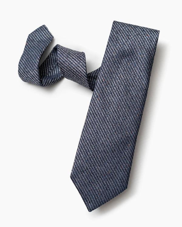 gitman bros Navy Bouclé Stripe Tie