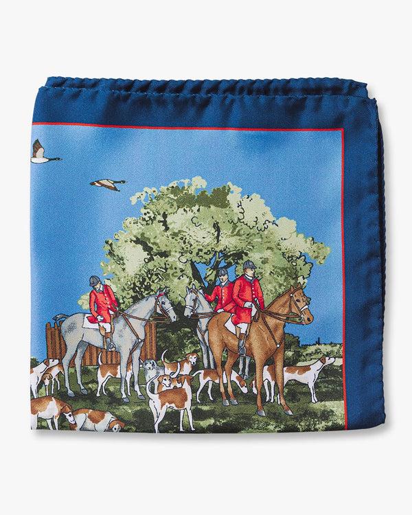 gitman bros Navy Hunting Scene Pocket Square