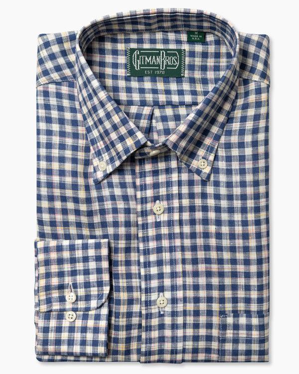 gitman bros Navy Linen Gingham