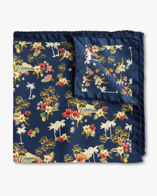 gitman bros Navy Silk Island Time Pocket Square