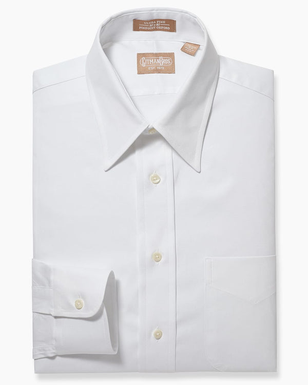 gitman bros Point Collar Pinpoint White
