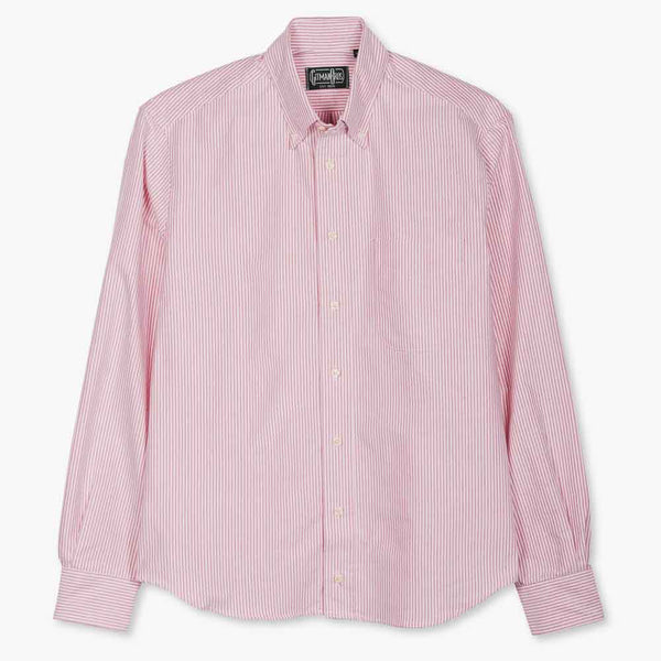gitman bros Red Stripe Oxford Weekend Shirt