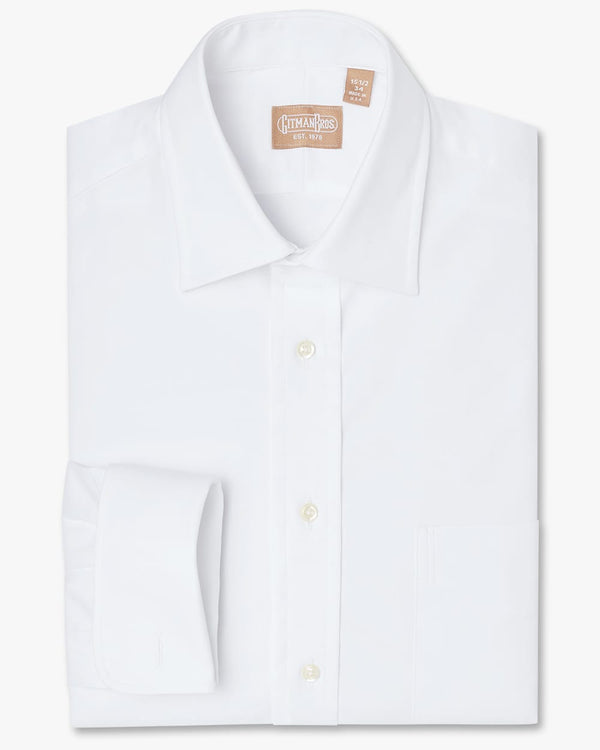 gitman bros Medium Spread Pinpoint French Cuff White